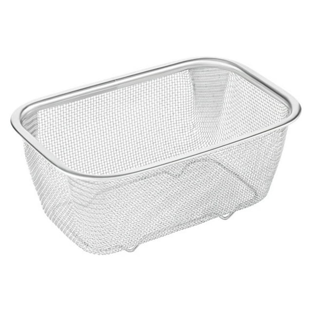 Kitchen Strainers Stainless Steel Mesh Stainless Steel Colander Strainer Rectangle Mesh Oil Basket French Fries Holder Frying Food Table Serving Drainer Sink for Vegetable Fruit