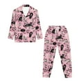 thumbnail image 4 of DISNIMO Cat Printed Women 2 Piece Pajama Set Button Down Long Sleeve Sleepwear and Wide Leg Pants with Pocket Fashion V Neck Halloween Ladies Lounge Sets, 4 of 6