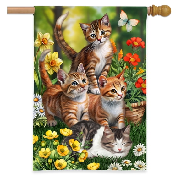 Briarwood Lane Spring House Flag 40x28 For Outdoor Kittens in Garden For Spring House Flag