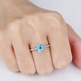 thumbnail image 5 of 7mm Round Cut Swiss Blue Topaz Engagement Ring 925 Sterling Silver Ring, 5 of 5