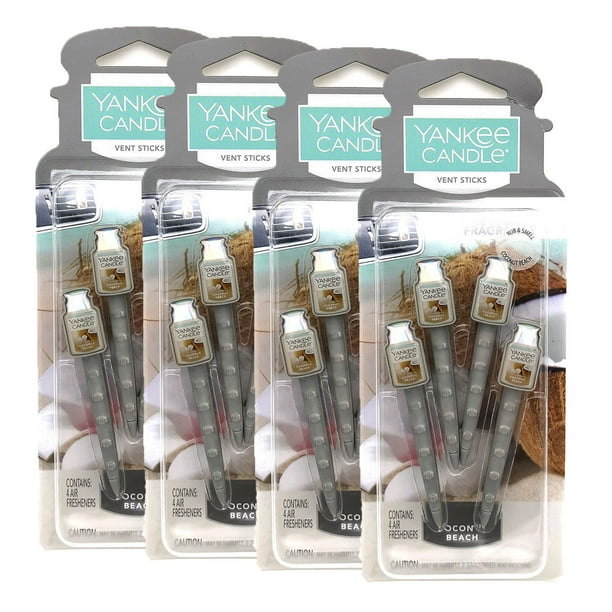 Yankee Candles Car Freshener (4Packs Total 16 Sticks), Coconut Beach