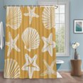 thumbnail image 3 of Yellow Coastal Shower Curtain for Bathroom, Starfish Shell Ocean Nautical Waterproof Cloth Fabric Bathroom Accessories Set with 12 Rust Proof Plastic Hooks, 72"x96", 3 of 9