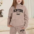 thumbnail image 2 of XAOWF Child Girls Casual 2PC Sets Fashion City Name Printed Loose Fit Long Sleeve Hoodies And Elastic Waist Pants Outfits Relaxed Fit Trendy Clothes Outfits 5-6 Years, 2 of 4