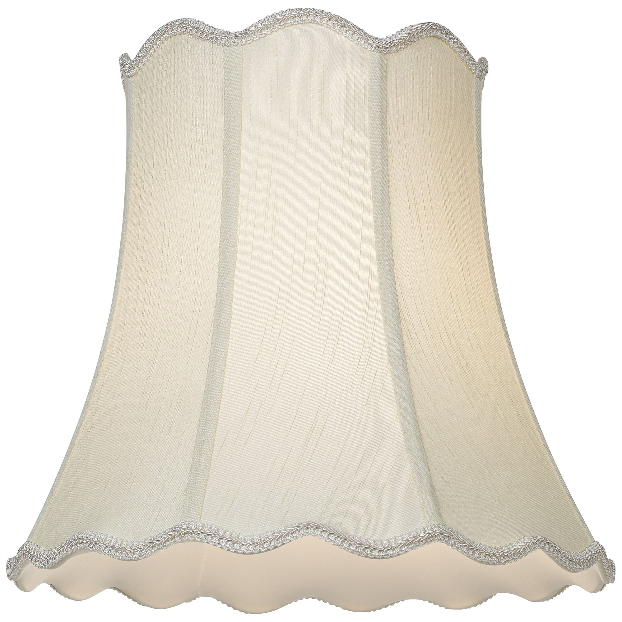 Imperial Shade Set of 2 Scallop Bell Lamp Shades Cream Medium 10" Top x 16" Bottom x 14.75" High Spider Harp and Finial Fitting