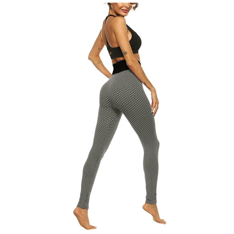 MRULIC yoga pants Women's Lattice Printing High Waist Stretch Strethcy Fitness  Leggings Yoga Pants Black + XL 