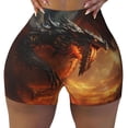 thumbnail image 2 of Logiee Fiery Dragon Of Chaos Print Women's Biker Shorts,Workout Gym Shorts,Scrunch Shorts,Tummy Control Hidden Scrunch Running Yoga Shorts-Large, 2 of 8