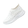 thumbnail image 2 of EKVAHL Slip On Sneakers for Women, Orthopedic Rhinestone Mesh Arch Support Walking Shoes, Lightweight Gym Dance Outdoor Daily Sneakers White, 2 of 5
