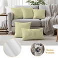 thumbnail image 5 of Yellow Striped Outdoor Pillow Covers 18x18 Set of 2,Waterproof Patio Throw Pillowcase Protectors,Modern Simple Farmhouse Beige Vintage Decorative Pillow Shams Cushion Covers for Seat Bed Couch Sofa, 5 of 8