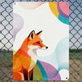 thumbnail image 4 of Decorative Metal Signs  Plaques Geometric Color Block Fox with Colorful Wavy for Home Yard Decor 16x12inch, 4 of 6