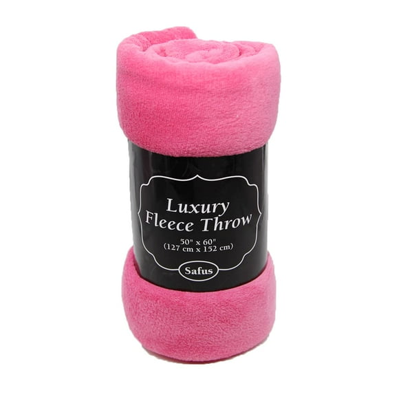 Safus Couverture en Molleton Uni, Jeté Peluche 50 Pouces x 60 Pouces - Rose