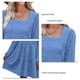 thumbnail image 5 of Vestido de manga larga, cuello cuadrado, color puro, diseño escalonado, manga abombada, vestido de túnica de verano para mujer, para fiesta, oficina, azul lago L, 5 of 6