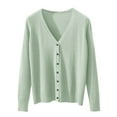 thumbnail image 4 of GEWSEY Women's Button Down V-Neck Long Sleeve Knit Cardigan with Sleeve Button Detail (Mint Green, S), 4 of 4