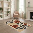 thumbnail image 2 of ODIKA 4'x6' Washable Area Rug Pet Friendly, Non-Shedding Beige Red Floral and Leaf Elegance Contemporary Design with Bold Natural Motifs for Bedroom, Reading Nook, 2 of 7