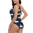 thumbnail image 4 of Sikiie Cartoon Swan Print Women One Piece Swimsuits Tummy Control One Shoulder Bathing Suits Ruffle Swimwear, From S to XXL-Medium, 4 of 6