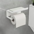 thumbnail image 4 of Toilet Paper Holder Aluminum Alloy Tissue Rack | No Drilling Wall Mount | Bathroom Phone Shelf Storage | Modern White | Includes Installation Accessories | 16.5x10x6x7cm, 4 of 6