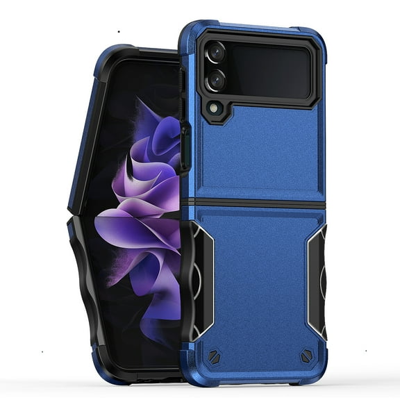 Samsung Galaxy Z Flip 4 Case Cover, Military Grade Drop Resistant Heavy Duty [TPU   PC] Full Body Dual Layer Shockproof Non-Slip Grip Case Cover  Samsung Galaxy Z Flip 4 5G 2022, Blue