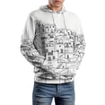 thumbnail image 2 of POBUDS Hoodie, Regular Fit Sporty Pullover Hooded Sweatshirt for Men Women Santorini Black & White Greece L, 2 of 6