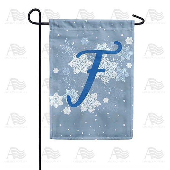 America Forever Winter Monogram Letter F Garden Flag Vertical Double Sided 12.5 x 18 inches Winter Holiday Decor for Outdoor, Porch for Decoration, Blue Snowflake Yard Flag