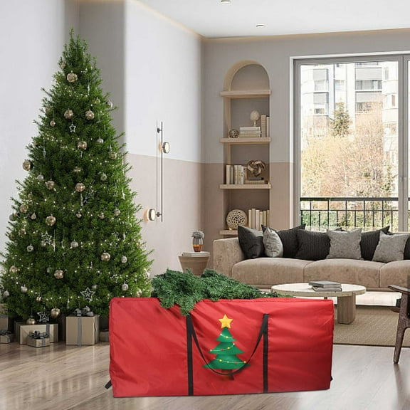 4.4ft Heavy Duty Christmas Tree Storage Bag - Waterproof 600D Oxford Fabric, Reinforced Handles, Dual Zippers & Wide Opening. Christmas Tree Box. Solve Post - Holiday Storage Hassles