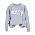 thumbnail image 5 of XIAOCHA Women's "Merry" Letter Sweatshirt Loose Crew Neck Pullover Top Casual Holiday Simple Sweatshirts, 5 of 6