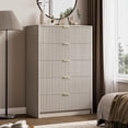 thumbnail image 2 of FURNIWAY Beige 5 Drawer Tall Dresser, 32" Wide Chest with Gold Handles for Bedroom Living Room Office, 2 of 8