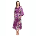 thumbnail image 2 of Kimono de satén de seda para mujer, bata larga para dormir, bata de baño con estampado de pavo real Floral para fiesta, boda, dama de honor, 2 of 3