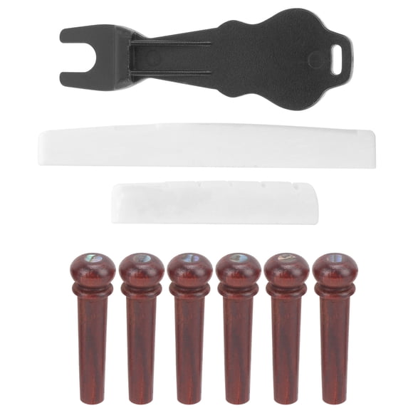 Acoustic Guitar Bridge Pins, Cocobolo Wood String Pins Pegs With Puller Remover Guitar Parts Replacement Tool