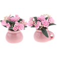 thumbnail image 1 of Pieza 2 flores de plástico en miniatura en jarrón rosa para accesorios de decoración de habitación de 1:12 Hugo, 1 of 7