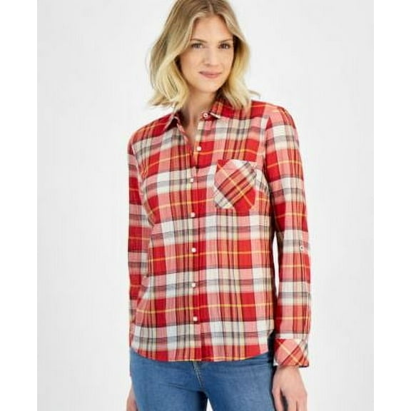 Nautica Jeans Womens Bayfront Plaid Roll-Ta Samba Mlt XL