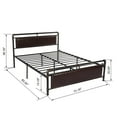 thumbnail image 4 of alazyhome Queen Platform Metal Bed Frame with Faux Leather Headboard, Brown, 4 of 6