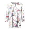 thumbnail image 6 of RPVATI Womens Plus Size Tunics 3/4 Sleeves Clearance Button Down Up V Neck Henley Shirts Loose Fit Floral Print Elbow Sleeve Blouses Trendy Spring Tshirts Beach Tops Gray 4XL, 6 of 6
