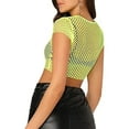thumbnail image 2 of Womens Sheer Mesh Fish Net Short Sleeve See Though Crop Top T-Shirt Blouse, 2 of 11