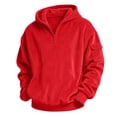 thumbnail image 5 of Edvintorg Boys Hoodies Size 10 12 Long Sleeve Corduroy Hooded Sweatshirt Solis Color Quarter Zip Pullover Top Kids Clothes Boys, 5 of 9