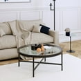 thumbnail image 6 of Evelyn&Zoe Xivil 36" Wide Round Coffee Table with Glass Top, Satin Nickel, 6 of 10