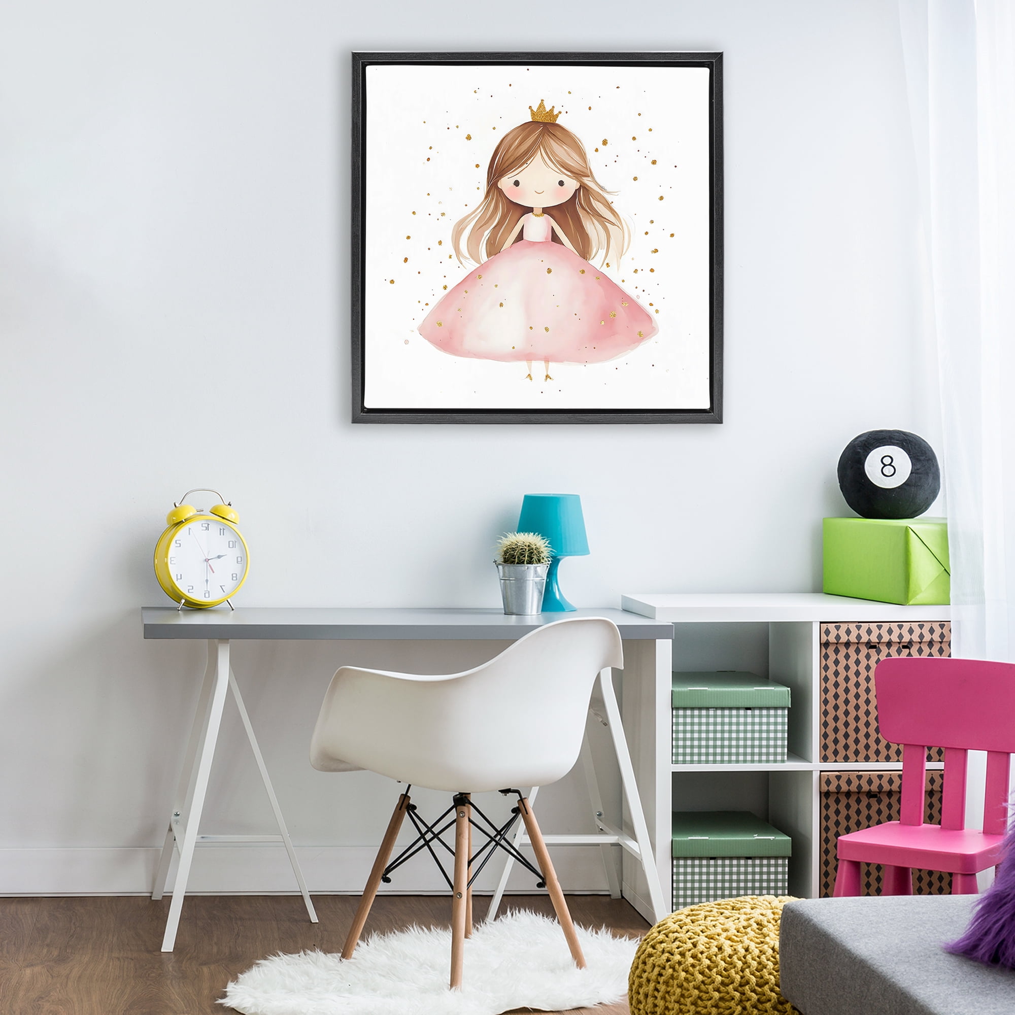 Stupell Industries Little Princess with Pink Gown Black Framed Floater Canvas Wall Art, design by Creative Studio