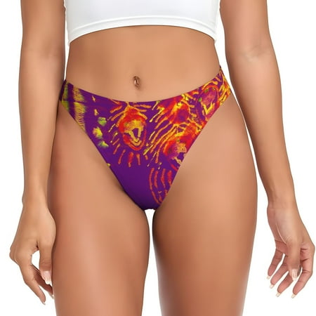 Qokaie Bright Textured Animal Printed Women s Cotton Thong Underwear  Sexy Breathable Panties G-string-Large