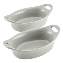 Rachael Ray Ceramics Oval Au Gratin Set, 2-Piece, Light Sea Salt Gray