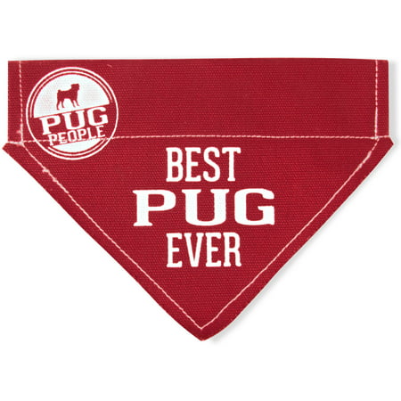 Pavilion - Best Pug Ever - Red Canvas Small Dog Bandana Collar - 7