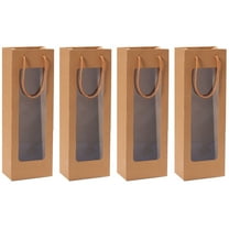 GAXIRE Set of 4 Paper Wine Bags for Red Wine Bottles 14.2x4.9in Light Brown Carrying Bags