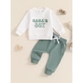 thumbnail image 2 of Suealasg Toddler Boy 2Pcs Fall Outfits Long Sleeve Crew Neck Letter Print Sweatshirt Elastic Waist Sweatpants 6M 1T 2T 3T Infant Baby Boy Autumn Clothes, 2 of 7