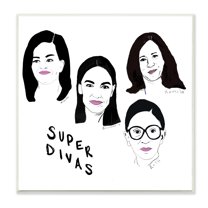 Stupell Industries Super Divas Phrase Prominent Female Political Figures Novelty Painting Unframed Art Print Wall Art, 12 x 12