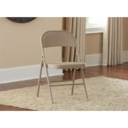Mainstays All-Steel Metal Folding Chair, Beige, 4 Pack