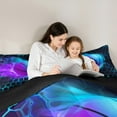 thumbnail image 5 of Castle Fairy Sport Basketball 3-Piece Full Size Comforter Sets,Teal Purple Bedding Comforter Set,Geometric Hexagon Lightweight Bedding Sets,Lightweight Gradient Room Decor,Reversible, 5 of 8