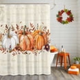thumbnail image 2 of Shower Curtain 36"W x 78"L Thanksgiving Pumpkin Autumn Leaves Fabric Shower Curtains Set with Hooks Water Repellent Bathroom Curtains Machine Washable Bathroom Accessories, 2 of 6