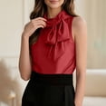thumbnail image 3 of cocolona Summer Womens Satin Tank Tops Sleeveless Bow Tie Neck Blouses Dressy Casual Work Shirts, 3 of 7