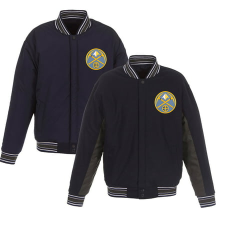 Men's JH Design Navy/Charcoal Denver Nuggets Reversible Wool & Poly-Twill Full-Snap Jacket