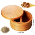 thumbnail image 2 of Salt Box Salt Keeper Bamboo Salt and Pepper Box Container, Salt Cellar with Swivel Lid and Magnet for Kitchen to Keep Food Dry (2 Storage Compartments,4.72 x 2.36 Inch), 2 of 7