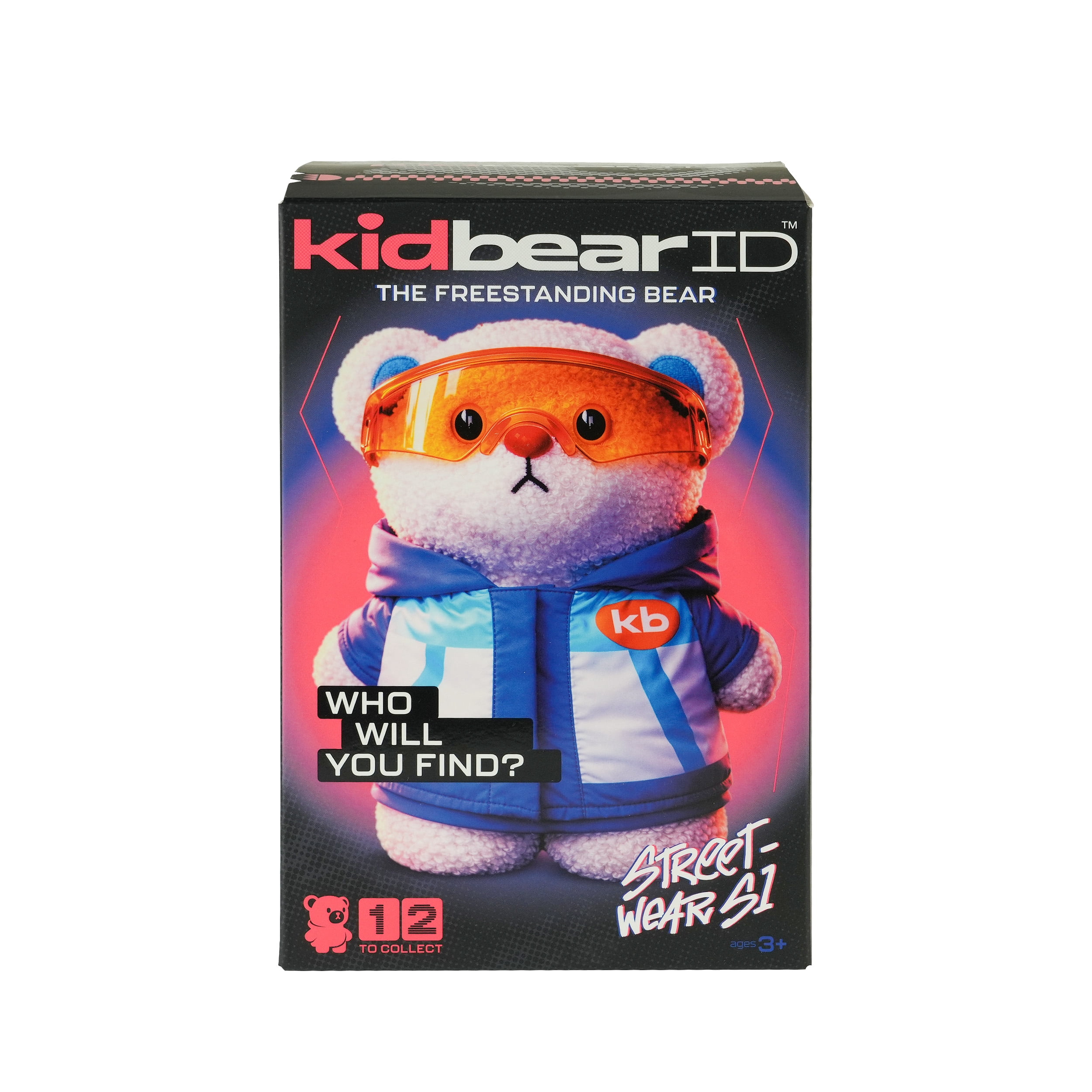 KidbearID Series 1 Streetwear Bears, Weighted Stand-Up Collectible Plush, Interchangeable Outfits, 12 to Collect, Ages 3+