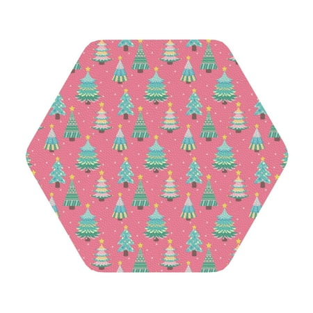 

Ocsxa Pastel Christmas Trees on Pink Coasters for Drinks Leather Coasters Set of 4 for Coffee Table for Housewarming Kitchen Bar Decor One Size