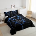 thumbnail image 3 of Castle Fairy Abstract Lightning Skull 3 Pieces Queen Comforter Set for Female Men Women,Black Blue Ultra Soft Bedding Sets,Gothic Style Bedding Comforter Set Breathable,Microfiber Bedroom Decor, 3 of 8